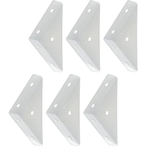 Supports Métalliques Triangulaires Robustes, Lot de 6 Équerres d'Angle Blanches pour Meubles de Salon et Chambres, Fixation Renforcée (1/4)
