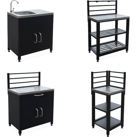 Cuisine extérieure avec 4 modules en acier. meuble avec évier. étagères. tiroirs. rangements (1/5)