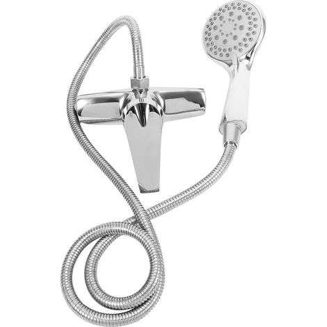 Lot douche à main 5 modes G1/2in flexible 130cm en métal pour salle de bain avec mitigeur support et accessoires (1/5)