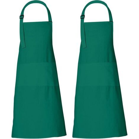 Tabliers de chef pour femmes et hommes 88x69 cm uni avec 3 poches,Vert (1/4)