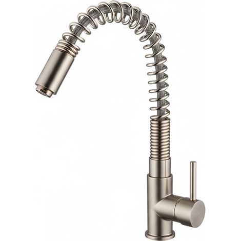 Robinet de cuisine miitigeur pour évier flexible inox 38 cm avec bec orientable