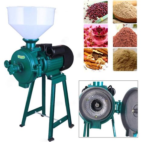 2200W Elektrisch Schrotmühle Getreidemühle Kaffemühle Coffee Grinder Nussmühle Stahlmahltechnologie für trockene Getreide Mais Reis Weizen Inkl. Trichter 80 Mesh Feinmahlung (1/5)