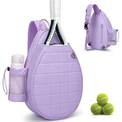 Sac De Tennis - Compartiment Sec Et Humide - Tissu Oxford Imperméable - Pour 2 Raquettes - 29,5 X 10 X 43 Cm - Violet (1/5)