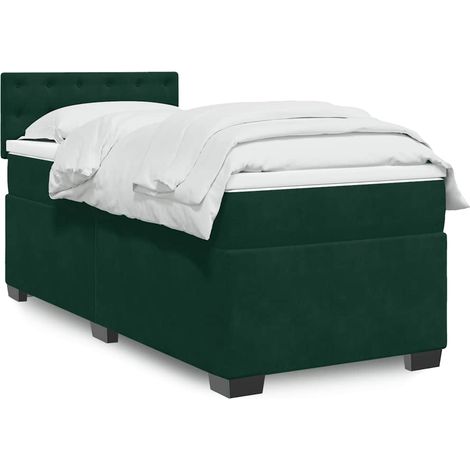 Boxspringbett mit Matratze Dunkelgrün 90x190 cm Samt