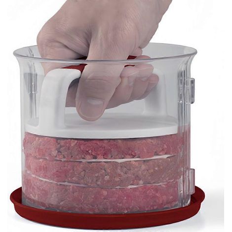 Presse à hamburgers idéale, permet de presser et de conserver jusqu'à 6 hamburgers. Base antidérapante, revêtement antiadhésif, insert à alvéoles pour une cuisson plus rapide et uniforme, compatible l (1/3)