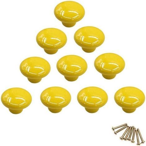 Lot de 10 boutons ronds colorés en céramique pour placard, poignée de traction à trou unique pour tiroir, commode, armoire (1/4)