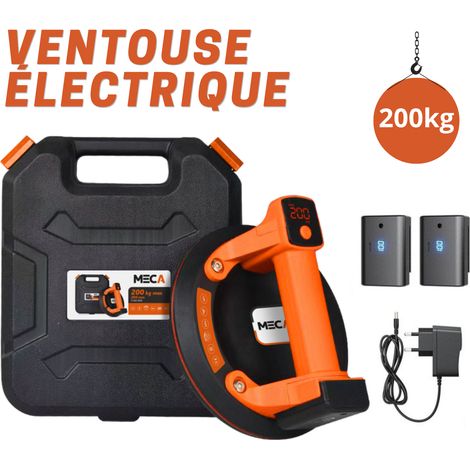 Ventouse électrique sur batterie Ø200mm - x2 batteries 3000mAh - Charge max 200Kg - Ecran LCD - Régulation automatique de pression