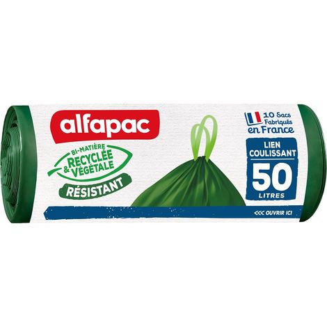 10 sacs-poubelle - lien coulissant - résistant - 50L (1/5)