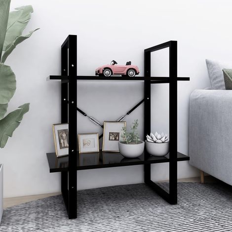 Bücherregal 2 Fächer Schwarz 60x30x70 cm Holzwerkstoff vidaXL (1/5)