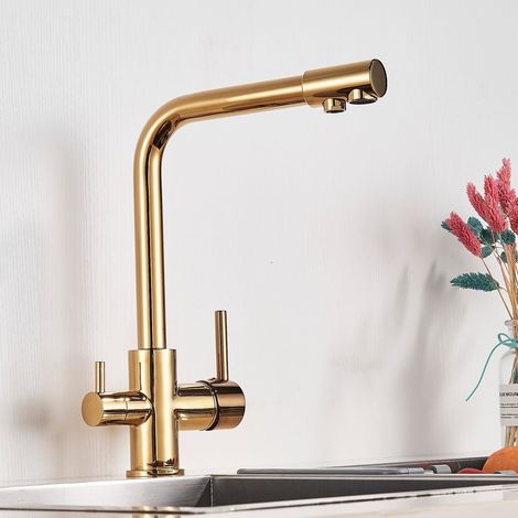 Zamery – Mitigeur de cuisine flexible 360° – Robinet d'évier à 3 voies avec douchette extractible – Corps en laiton sans plomb – Installation facile (1/5)