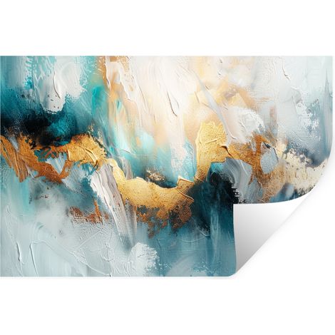 Wall Sticker Abstract - Art - Gold - Blue 60x40 cm (1/5)