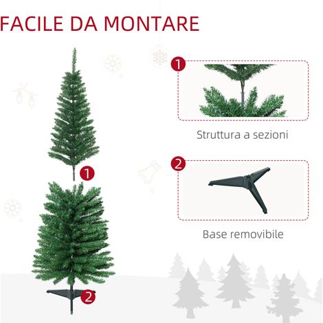 Sapin de Noël synthétique fin 150 cm, socle en métal fourni, 294 ramures. (1/5)