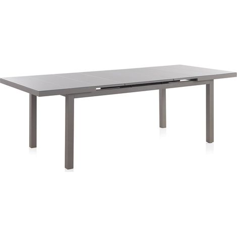 Table extensible aluminium taupe et verre trempé pour jardin - Taupe aluminium et verre trempé (1/2)