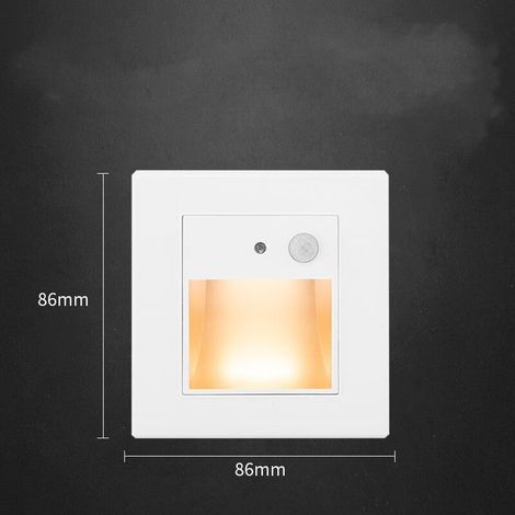 2PCS LED Applique Lampe de pied à induction,1.5W Blanc Chaud D'escalier éclairage étape Escalier Lampe Lumières à détection de mouvement Aluminium Extérieur Encastrée Applique d'escalier IP65 étanche (1/5)