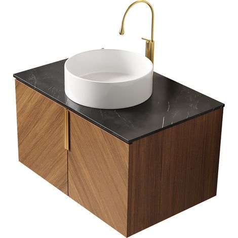Mobile bagno sospeso 76 cm con lavabo ceramico rotondo e 2 ante HOMVRA (1/5)