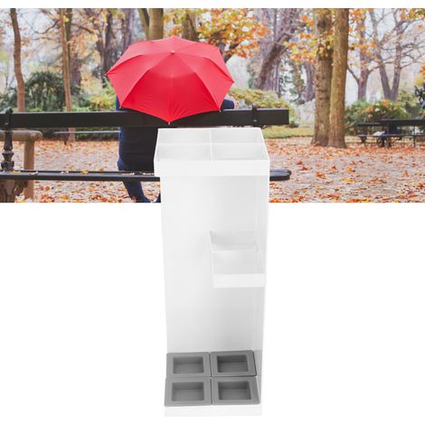 Porte-parapluies minimaliste, robuste et élégant avec bac égouttoir amovible, blanc, idéal pour la maison, les halls d'hôtel ou les espaces hôteliers. (1/5)