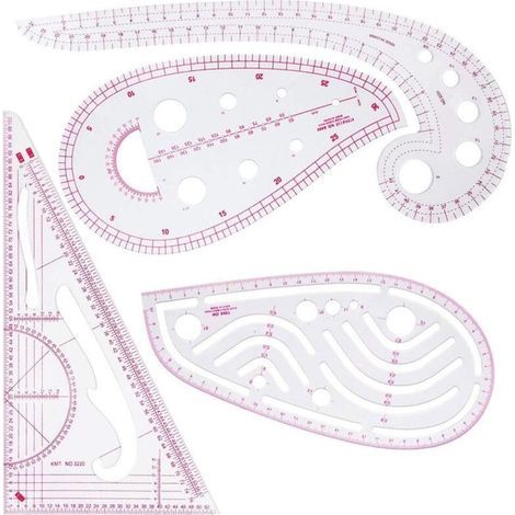 Regle Couture,Ensemble de règles de couture 4 pièces,idéal pour la couture, la couture, le bricolage - Outils de conception en plastique flexible pour les étudiants et les créateurs de mode (1/5)
