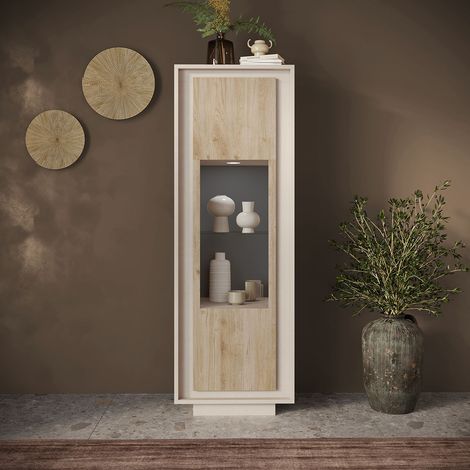 Vitrine moderne cachemire/chêne cadiz Rosine (1/4)