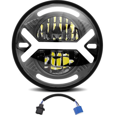GARRYFIZH 1 Pièce Phare Motocyclette LED Rond 5.75 Pouces, avec DRL, Clignotant, Feu de Route et Croisement - Montage Universel, Haute Luminosité pour Custom et Roadster