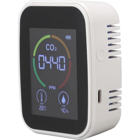 CO2-Detektor, Temperatur-, Feuchtigkeits-, CO2-Monitor, TVOC-Sensor für Zuhause (Weiß) (1/5)