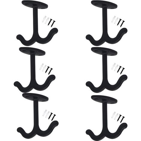 6 Pieces Screw-in Hooks, Double Claw Design, Zinc Alloy Ceiling Hook for Ceiling Fans, Flower Baskets, Coats