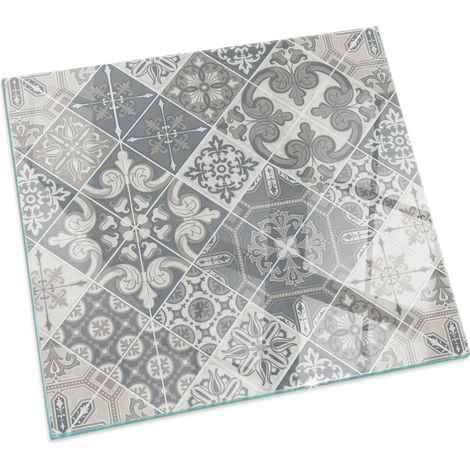 Plaque décorative de protection avec impression graphique en verre trempé sous cheminée Motif mosaïque décoratif Carrée 60x60 cm (1/5)