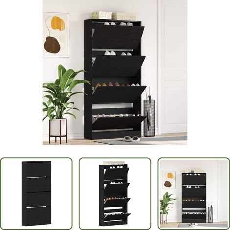 vidaXL Étagères de rangement - Cabinet à chaussures avec étagère Chêne noir 80 x 21 x 163,5 cm (1/5)