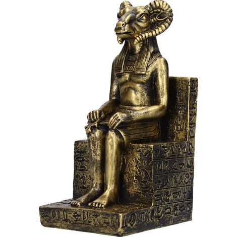 Figurine de dieu égyptien en résine durable, résistante à l'usure, texture transparente, finition exquise, statue de mouton égyptien (or (SCS-V077-A1)). (1/5)