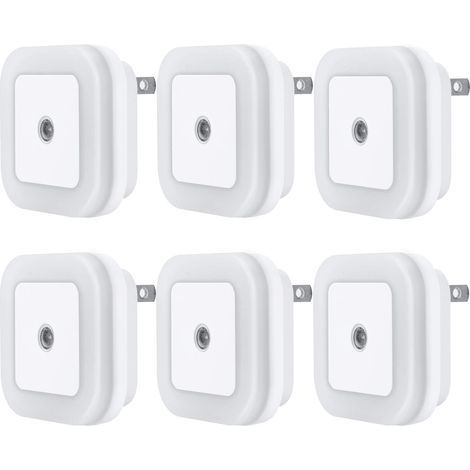 Luz nocturna LED con sensor inteligente del anochecer al amanecer, luz blanca diurna, 0,5 W, paquete de 6 (1/5)
