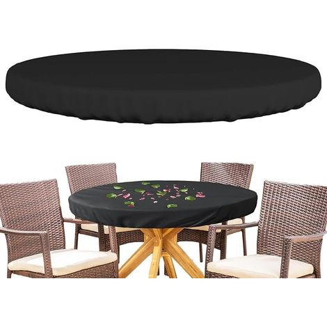 Housse de Table Ronde pour Extérieur Imperméable et Anti-UV Tissu Oxford 210D,Nappe ronde d'extérieur,Meubles de Jardin Table Basse Terrasse Cour Plage-15310cm (1/5)