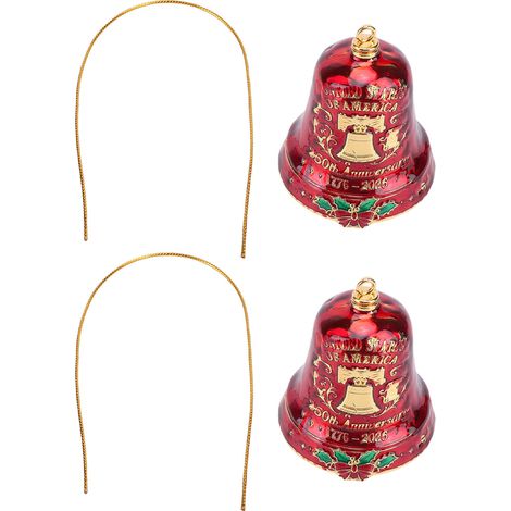 2 cloches ornement 250e anniversaire rouge or 3D métal – Suspension déco arbre Noël, décoration (1/5)