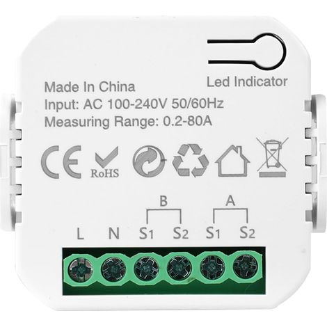 Compteur Electrique Connecté 80A Compteur Electrique Moniteur D'énergie Domestique Wi-FI Bidirectionnel avec 2 Pince Compatible avec Tuya Smart Life (1/5)