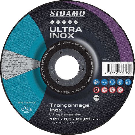 ULTRA INOX-Trennscheibe, D.125 x 0.8 x 22,23 - SIDAMO - 10111035