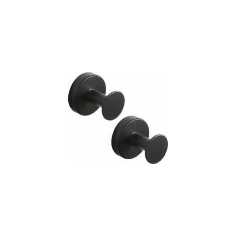Gancio appendiabiti rotondo in acciaio inox, finitura verniciata nera, gancio per accappatoi, montaggio a parete, portasciugamani in stile moderno, 2 pezzi - Crezuo