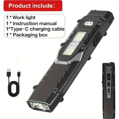Nuova mini torcia tattica portatile ultra sottile con display digitale, tre sorgenti luminose, ideale per campeggio all'aperto e attività all'aperto. (1/5)