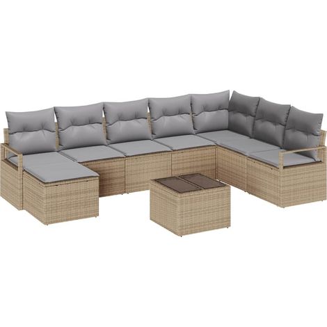 Maison Exclusive - Set di divani 9 pz Beige polyrattan (1/5)