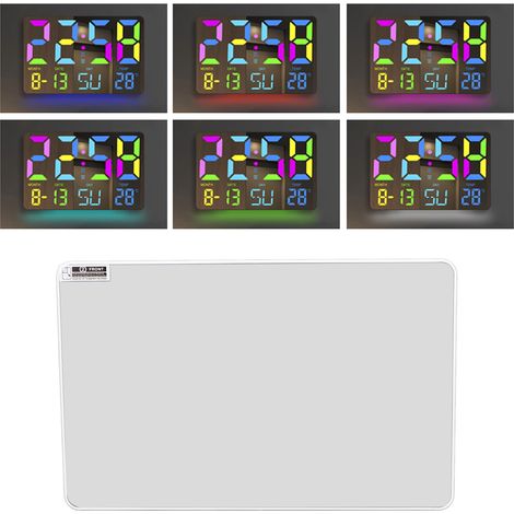 Horloge murale numérique RGB simple à grands caractères, 5 V CC, avec affichage LED et cinq niveaux de luminosité réglables (blanche) (1/5)