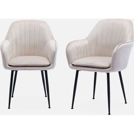 Sillón de terciopelo con patas de metal, set de 2 (1/5)