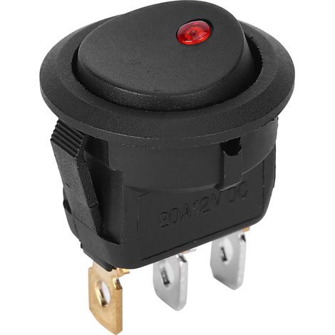 10 interrupteurs à bascule ronds ON/OFF 12 V étanches SPST, spots LED, connecteur argenté à 3 broches (1/5)