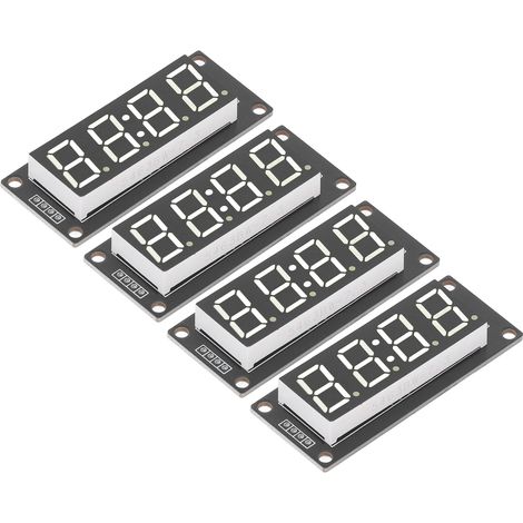 4er-Set 4-stellige digitale LED-Röhrenanzeige, 7-Segment-Uhrmodul TM1637, 0,56 Zoll, Weiß, MRA041B (1/5)