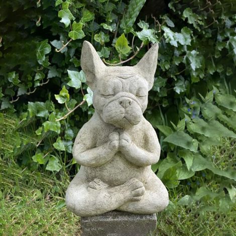 Statue Bouddha Bulldog Chien Yoga Méditation Zen Décoration Jardin Extérieur Intérieur Résine