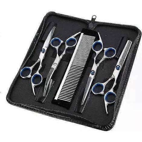 Kit de toilettage pour chiens et chats, ensemble de 6 ciseaux de toilettage pour animaux de compagnie. (1/5)