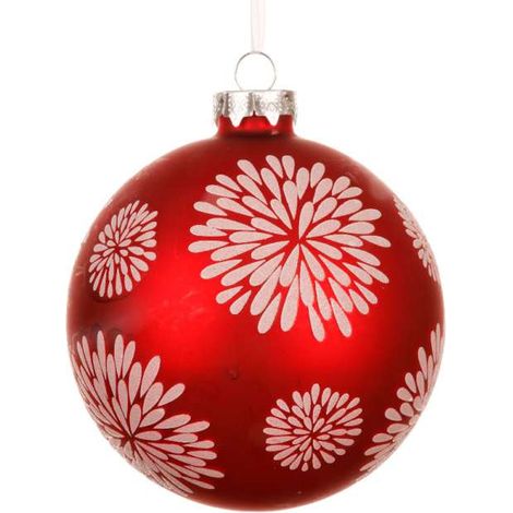 Decoris Pallina di Vetro Rossa con Fuochi d'Artificio - 10cm (1/2)