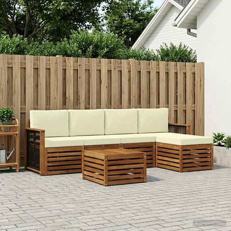 vidaXL Outdoor-Sofagarnitur mit Kissen 6 pcs Natur und Creme (1/5)