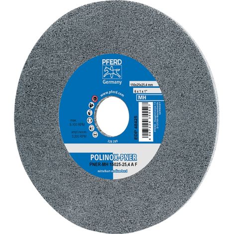 PFERD TOOLS POLINOX verpresstes Vlies-Rad PNER Ø 150x3 mm Bohrung-Ø 25,4 mm Mittehart SIC Fein für Finish 5 Stk (1/5)