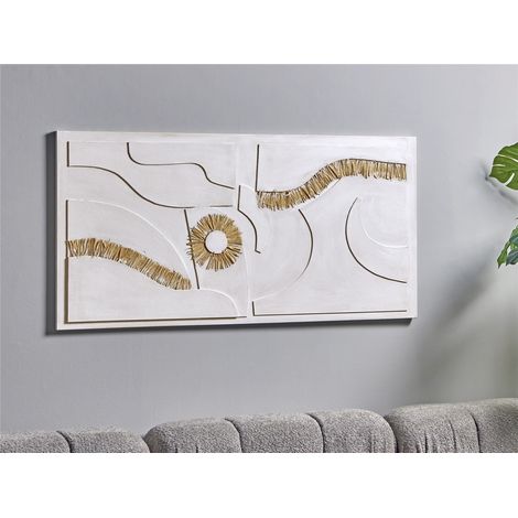 Abstrakte Leinwand mit Bastmotiven 140x70 cm. 140x3x70 cm (1/3)