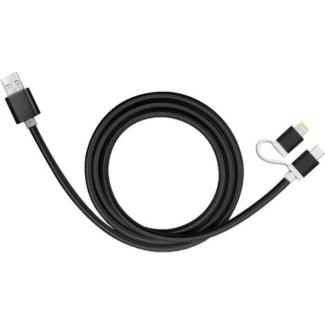 893267 Cable 2 en 1 USB de carga y de datos adaptador de Micro y Lightning 39 cm  Color: Negro