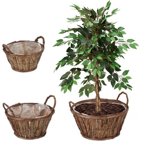 Runder blumentopf aus holz - 3er set 8