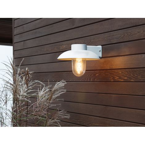 LED Außenwandleuchte aus Aluminium Weiß & Klarglas, Höhe 21cm (1/4)