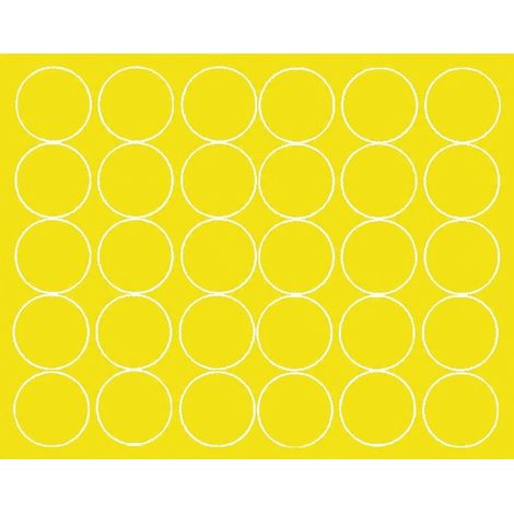 Autocollants ronds de 8 cm, 30 pastilles jaune mat